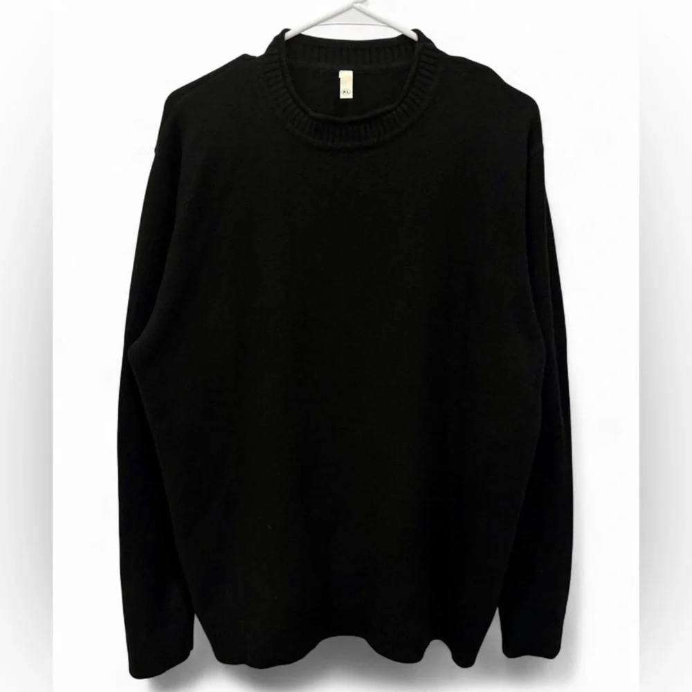 Men's Black Crewneck Pullover Long Sleeve Sweater XL Casual Dressy Basic‎ Warm